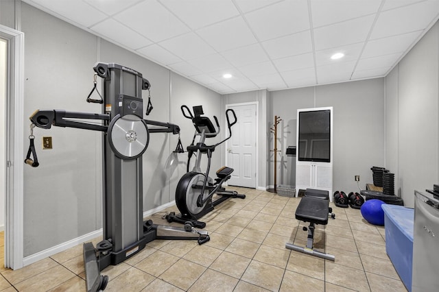 50 Corbin Hill Rd Unit 13, Fort Montgomery, NY 10922 - exercise area with a drop ceiling, light tile patterned floors, and recessed lighting