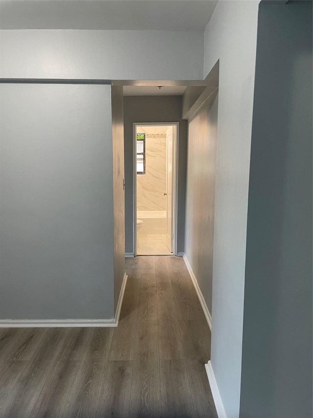 2 Fisher Dr Unit 307, Mount Vernon, NY 10552 - hallway with dark wood-style floors and baseboards