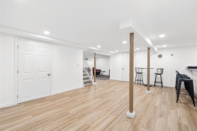 1942 Lilac Dr, Westbury, NY 11590 - exercise area featuring light wood-style floors and recessed lighting