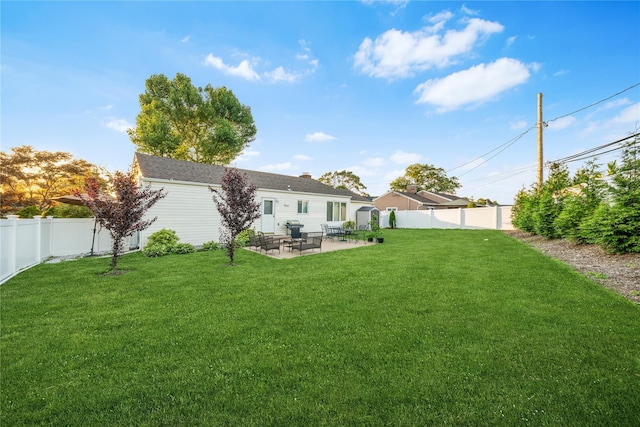 1942 Lilac Dr, Westbury, NY 11590 - rear view of house featuring a patio, a fenced backyard, and a chimney