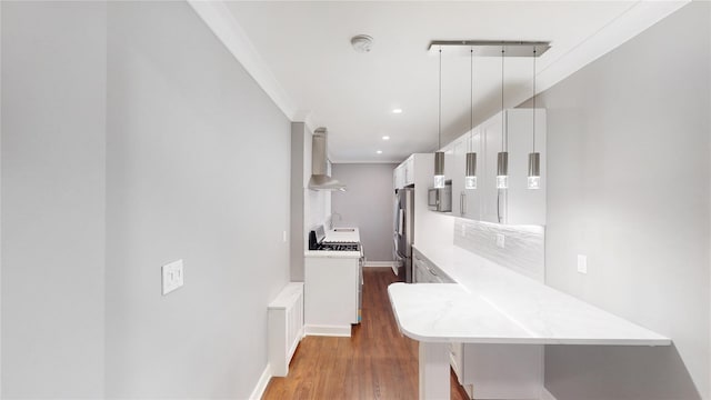 1133 Midland Ave Unit 3J, Bronxville, NY 10708 - corridor with wood finished floors, crown molding, and recessed lighting