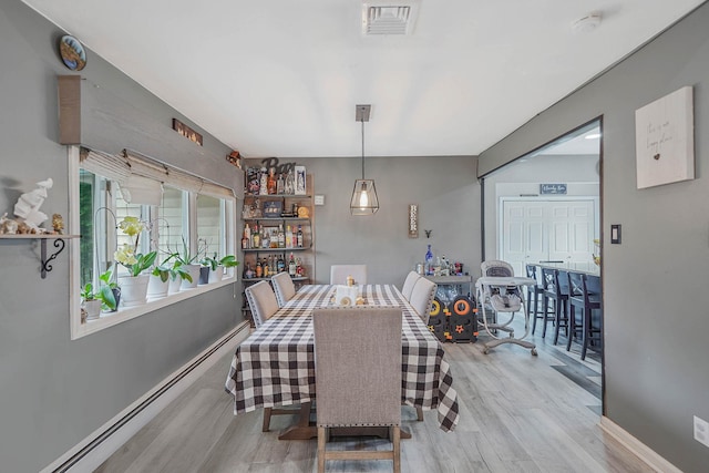 41 Linda St, Port Jefferson Station, NY 11776 - dining area featuring a baseboard heating unit and wood finished floors
