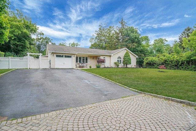 41 Linda St, Port Jefferson Station, NY 11776 - single story home with driveway, a garage, a chimney, and a gate