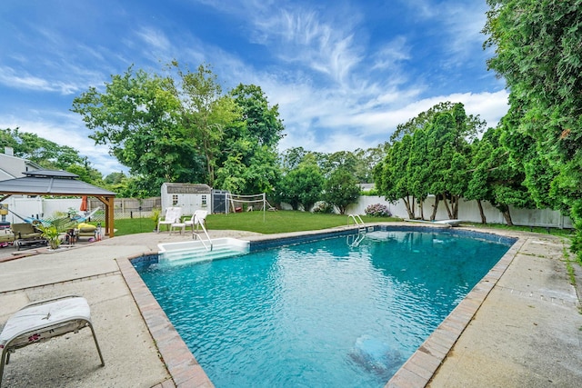 41 Linda St, Port Jefferson Station, NY 11776 - view of pool featuring a fenced backyard, a patio area, and a gazebo