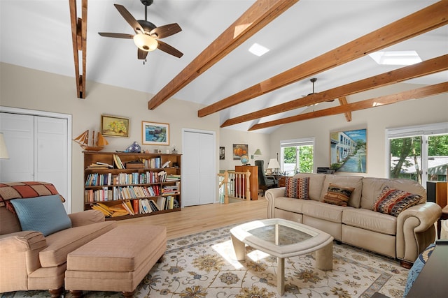54 Bankside Dr, Centerport, NY 11721 - living room featuring wood finished floors and ceiling fan