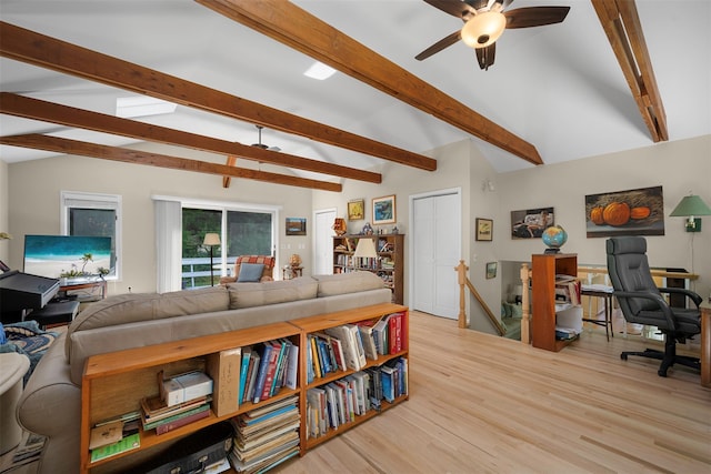 54 Bankside Dr, Centerport, NY 11721 - living room featuring a ceiling fan and wood finished floors