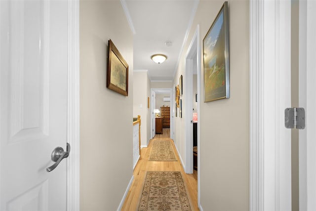 54 Bankside Dr, Centerport, NY 11721 - corridor with light wood-type flooring and crown molding