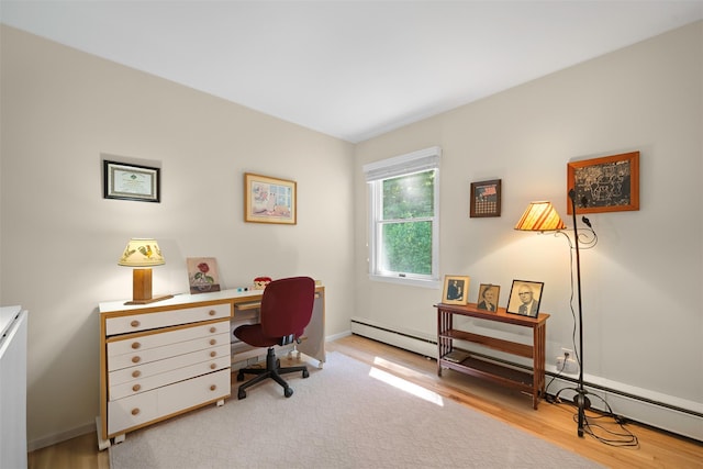 54 Bankside Dr, Centerport, NY 11721 - home office featuring baseboard heating and light wood-style flooring