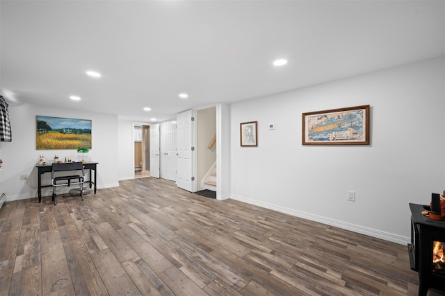 54 Bankside Dr, Centerport, NY 11721 - living area featuring recessed lighting, wood finished floors, and stairs
