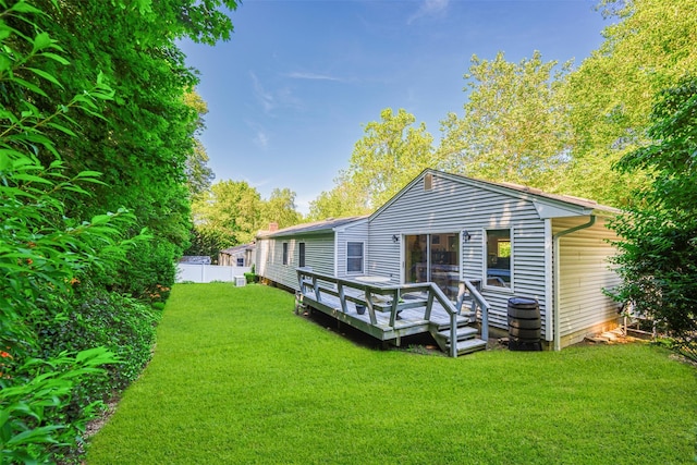 54 Bankside Dr, Centerport, NY 11721 - rear view of property with a wooden deck