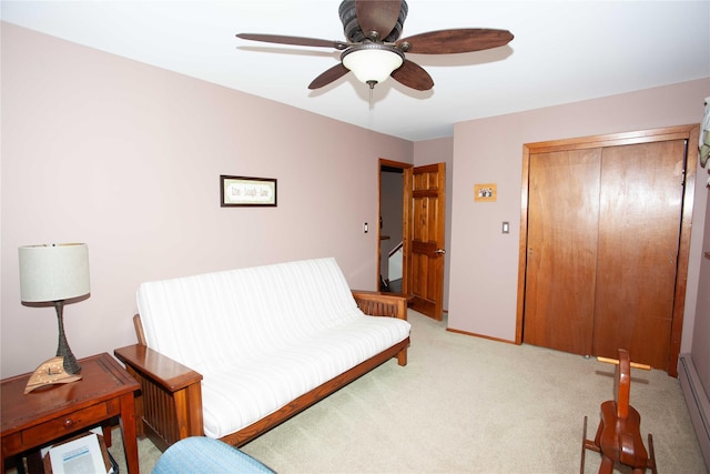 66 Parma Rd, Island Park, NY 11558 - living area with light colored carpet and ceiling fan