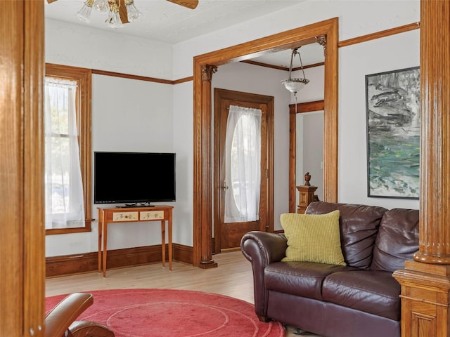 135 Washington Ave, Saugerties, NY 12477 - living area featuring wood finished floors and a ceiling fan