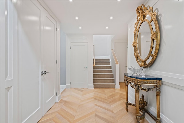 63 Sutton Pl, Manhasset, NY 11030 - hallway featuring stairs and recessed lighting