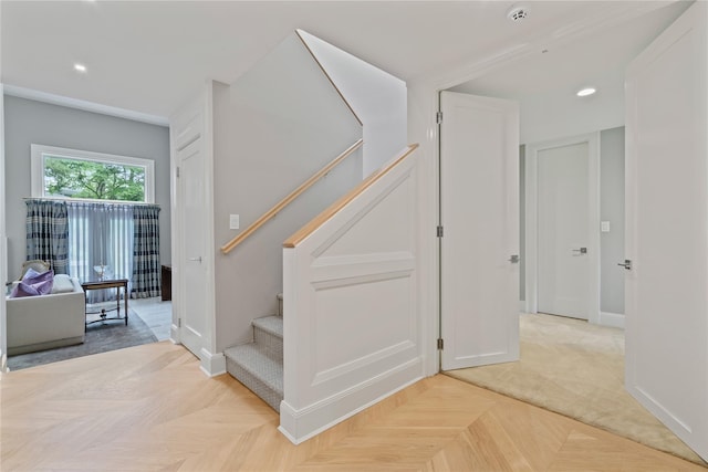 63 Sutton Pl, Manhasset, NY 11030 - staircase with baseboards and recessed lighting
