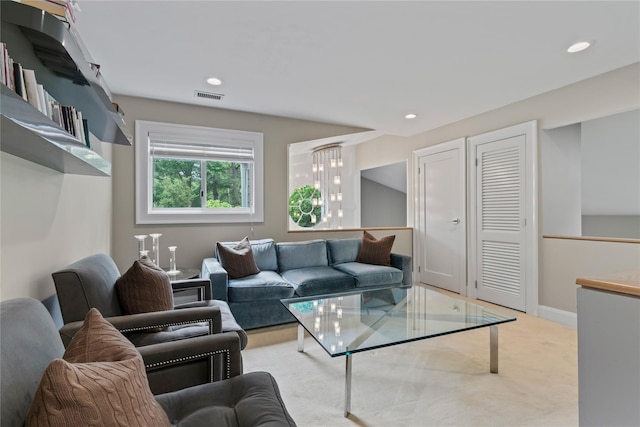 63 Sutton Pl, Manhasset, NY 11030 - living room featuring carpet floors and recessed lighting