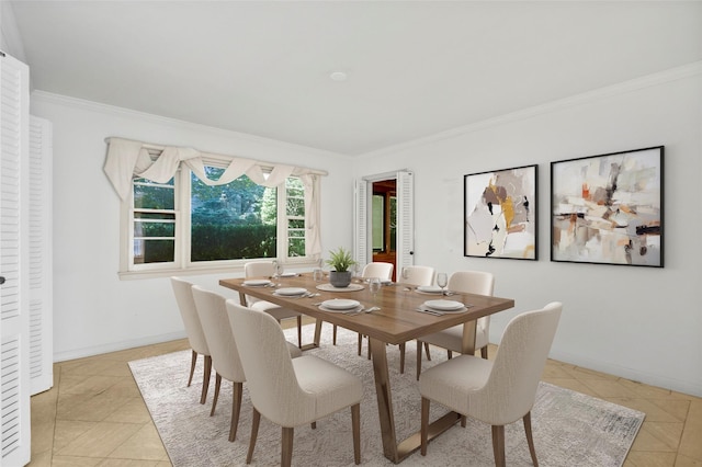 153 Waverly Rd, Scarsdale, NY 10583 - dining room with ornamental molding and light tile patterned flooring