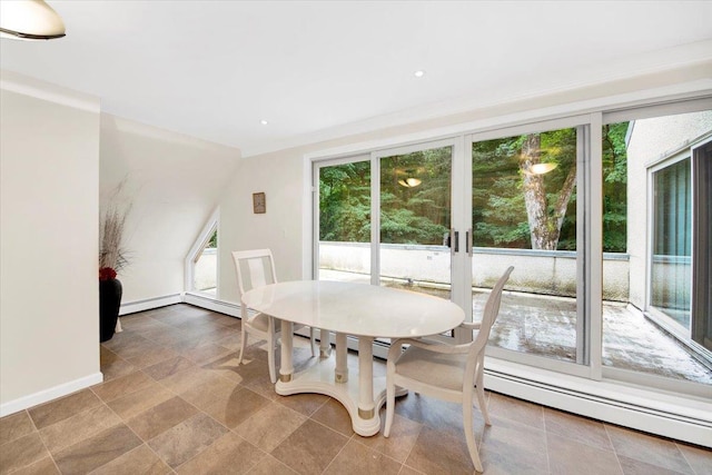 2 Fountain Ln Unit 3P, Scarsdale, NY 10583 - dining space featuring a baseboard radiator and recessed lighting