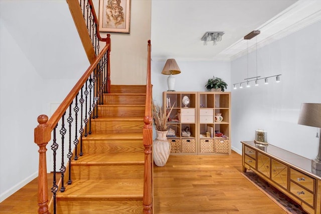 2 Fountain Ln Unit 3P, Scarsdale, NY 10583 - stairs featuring crown molding and wood finished floors