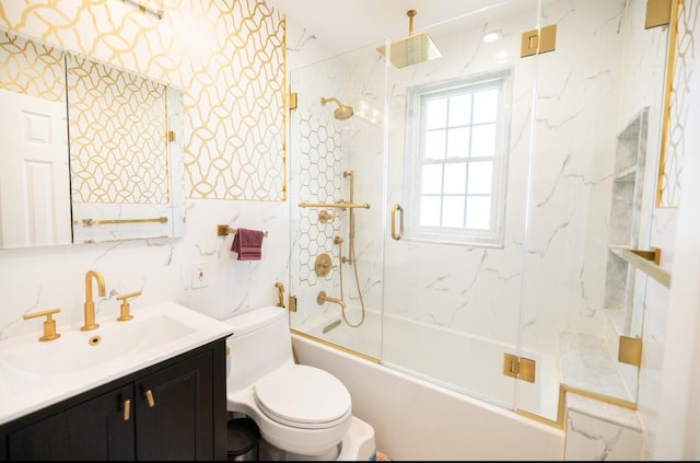 84 Scherer Blvd, Franklin Square, NY 11010 - full bathroom featuring a combined bath / shower with rainfall shower, vanity, and tile walls