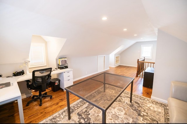 84 Scherer Blvd, Franklin Square, NY 11010 - office space featuring wood finished floors, vaulted ceiling, and recessed lighting