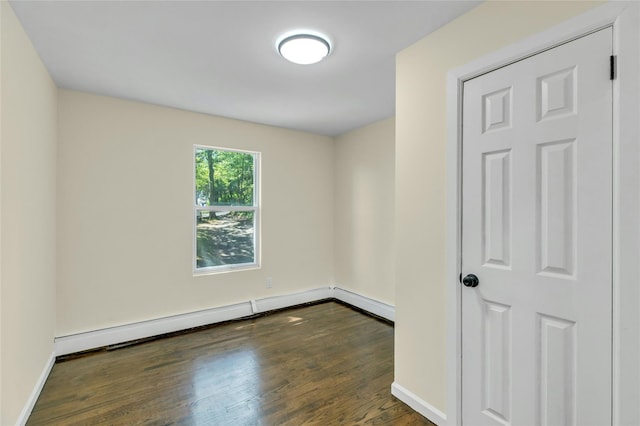 212 Sheldrake Ave, Port Jefferson, NY 11777 - empty room with dark wood-style flooring and baseboard heating