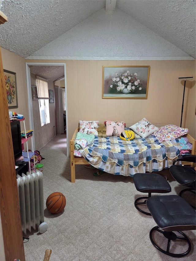 288 Sylvan Lk Unit 4Vista, Hopewell Junction, NY 12533 - bedroom with lofted ceiling, carpet flooring, and a textured ceiling
