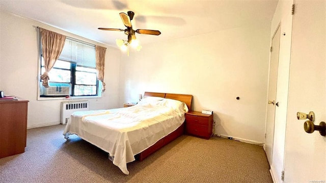 3815 149th St Unit 2D, Flushing, NY 11354 - carpeted bedroom with radiator and ceiling fan