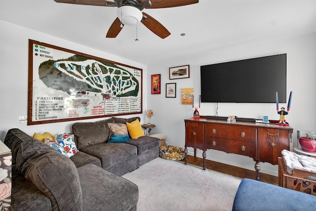 204 Watch Hill Dr, Tarrytown, NY 10591 - living area featuring a ceiling fan and wood finished floors