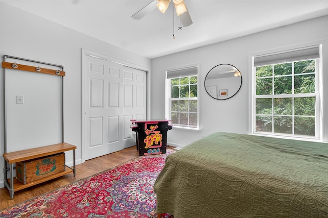 204 Watch Hill Dr, Tarrytown, NY 10591 - bedroom featuring wood finished floors, a ceiling fan, and a closet