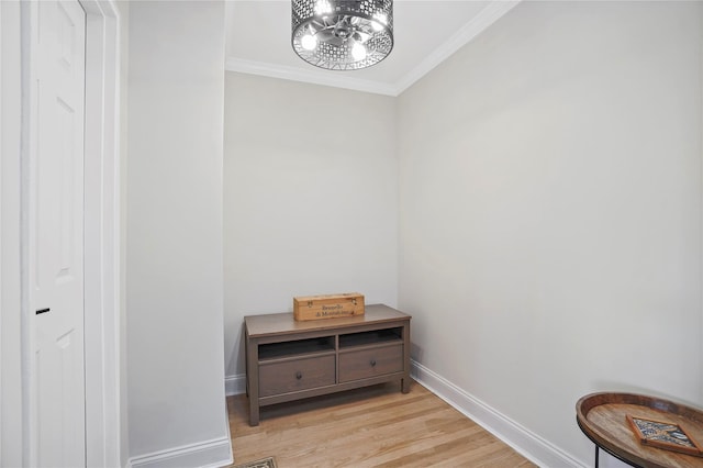 86-29 155th Ave Unit 5N, Howard Beach, NY 11414 - detailed view of ornamental molding, wood finished floors, and a chandelier
