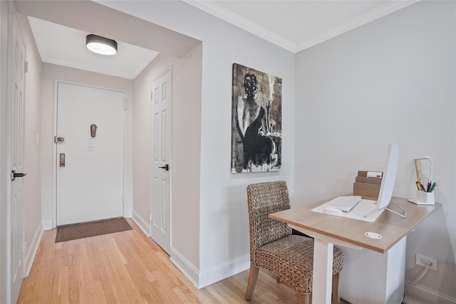 86-29 155th Ave Unit 5N, Howard Beach, NY 11414 - office area featuring light wood finished floors and ornamental molding