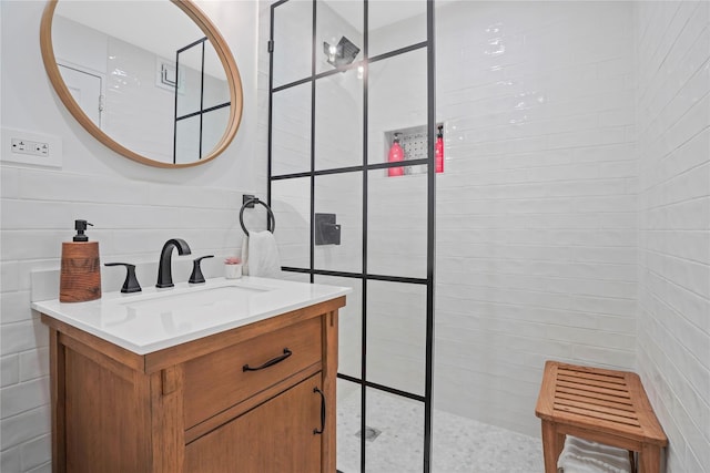 86-29 155th Ave Unit 5N, Howard Beach, NY 11414 - full bath with tile walls, vanity, and a tile shower