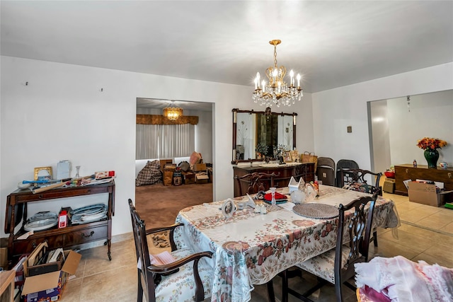 1541 Herzel Blvd, West Babylon, NY 11704 - dining space featuring a chandelier and light tile patterned flooring