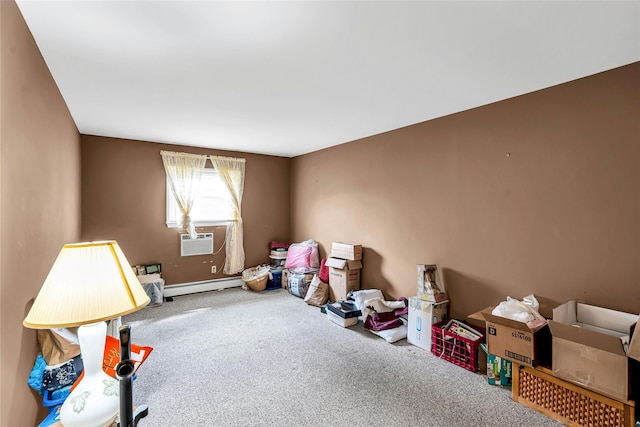 1541 Herzel Blvd, West Babylon, NY 11704 - recreation room featuring carpet, a baseboard heating unit, and cooling unit