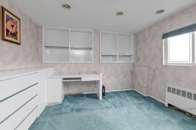 895 Cherry Ln, North Woodmere, NY 11581 - unfurnished office with radiator, light colored carpet, and recessed lighting