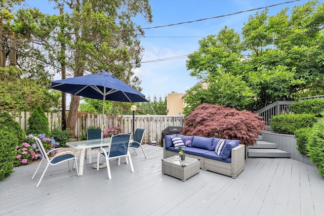 895 Cherry Ln, North Woodmere, NY 11581 - deck featuring an outdoor living space and outdoor dining area