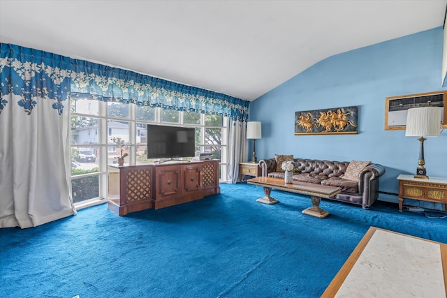 17 Edna Dr, Syosset, NY 11791 - carpeted living room with lofted ceiling