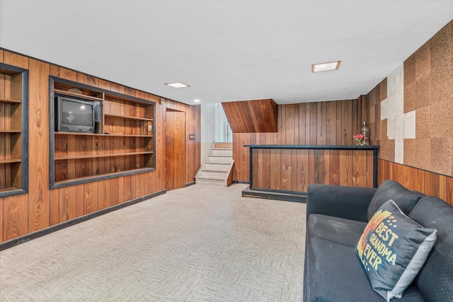 17 Edna Dr, Syosset, NY 11791 - bar featuring wood walls and stairway