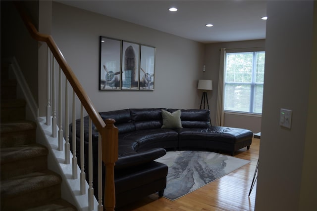 15 Cobblestone Ln, Middletown, NY 10940 - living area with wood finished floors, recessed lighting, and stairway