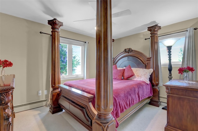 25 Lloyd Ln, Nesconset, NY 11767 - bedroom with a baseboard radiator, carpet floors, and ceiling fan