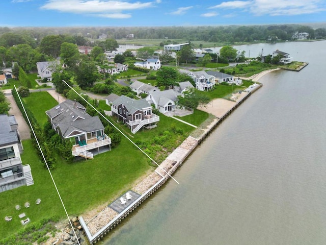 15 Bayside Ave, East Quogue, NY 11942 - aerial view of residential area with a nearby body of water and property boundaries highlighted