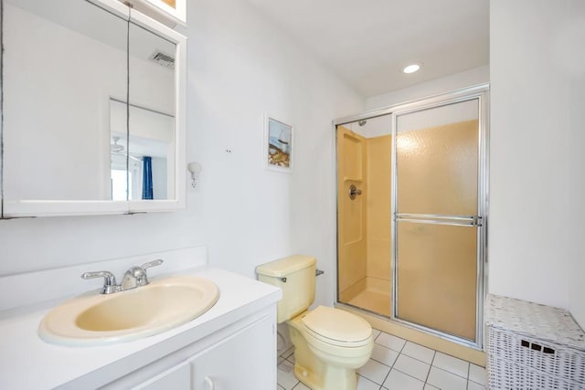 15 Bayside Ave, East Quogue, NY 11942 - bathroom featuring a shower stall, vanity, and tile patterned floors
