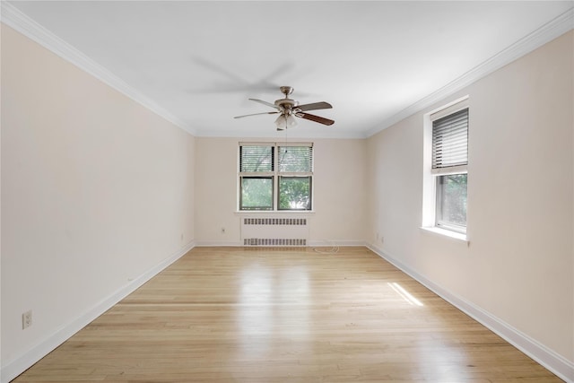 302 96th St Unit 5A, Brooklyn, NY 11209 - unfurnished room with radiator, a ceiling fan, crown molding, and light wood-type flooring
