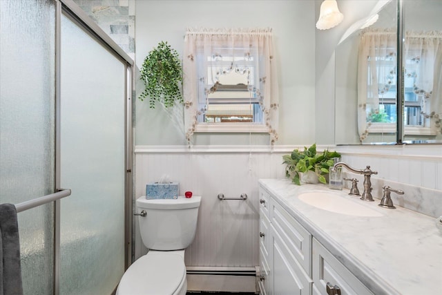 2564 Central Ave Unit B, Baldwin, NY 11510 - bathroom featuring a wainscoted wall, a baseboard heating unit, and vanity