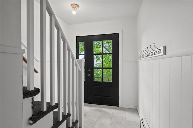 32 Brady Ave, New Rochelle, NY 10805 - entryway with stairway and light tile patterned flooring