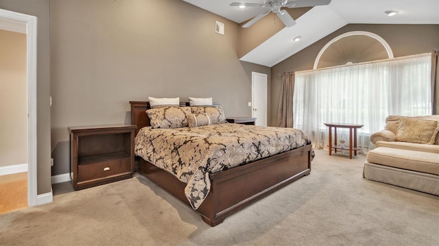 12 Hasting Dr, Stony Brook, NY 11790 - bedroom featuring carpet flooring, vaulted ceiling, a ceiling fan, and recessed lighting