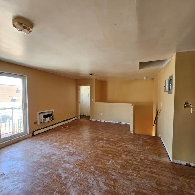 1754 Givan Ave, Bronx, NY 10469 - unfurnished living room featuring a baseboard heating unit and a wall mounted AC