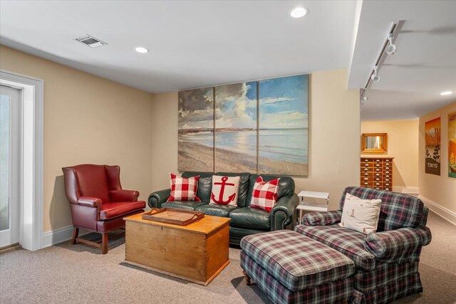 12 Terry Dr, Shelter Island, NY 11964 - carpeted living room with rail lighting and recessed lighting