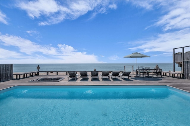 146 Ocean Walk, Fire Island Pines, NY 11782 - outdoor pool with a deck with water view and outdoor lounge area
