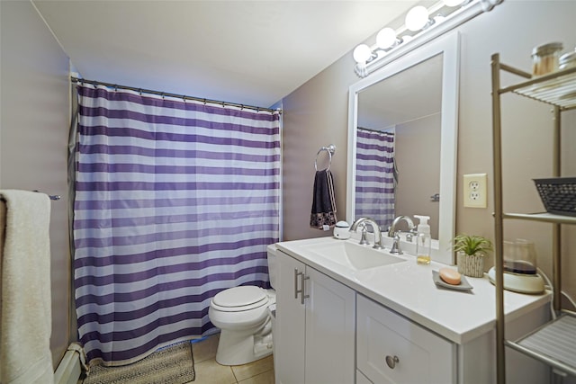 8 Glenwood Pl, Farmingville, NY 11738 - full bath with vanity, tile patterned floors, and a shower with shower curtain